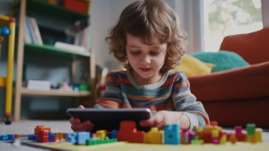 child using ad-free educational app on tablet