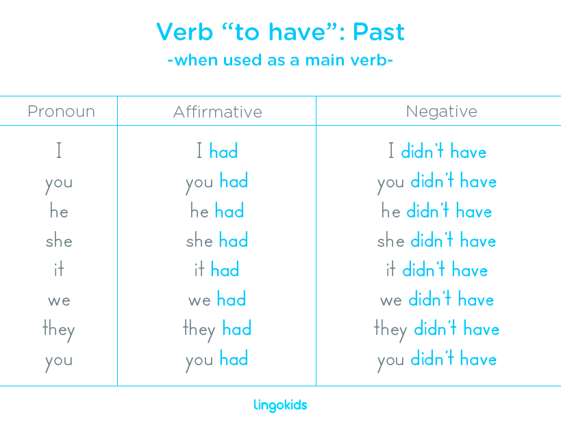 Verb to have as a main verb in past