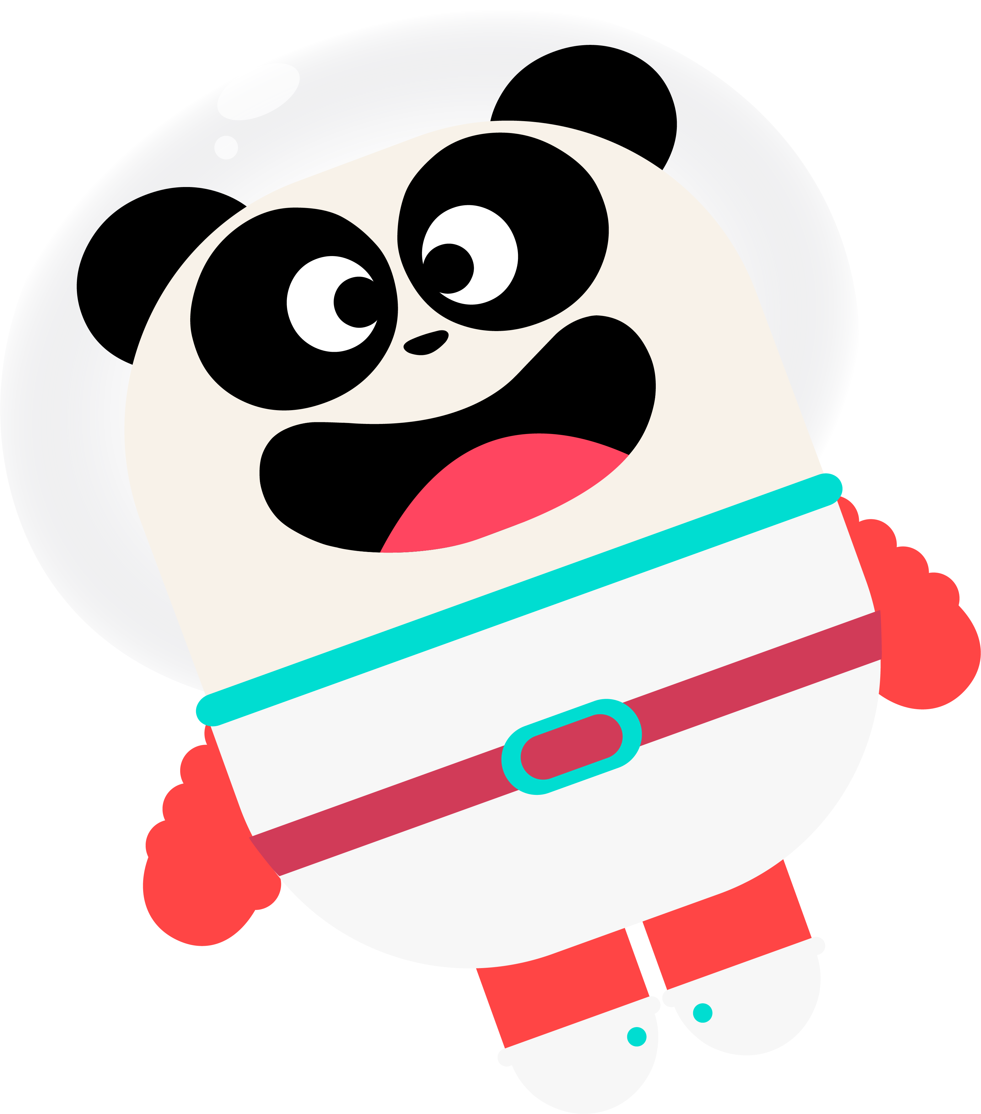 Elliot the Lingokids panda in an astronaut suit floating in space, mascot for the Lingokids Space Lessons for kids created with NASA